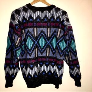 Santana Vintage Pattern Cardigan Sweater Large